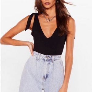 NASTY GAL “plunging tie bodysuit”